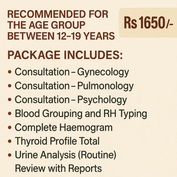 Teenage Health Package recommended for children below the age group between 12 - 19