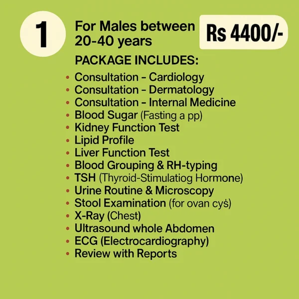Males 20 to 40 yrs Diagnosis & Consultation Package